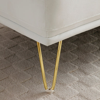Upholstered Loveseat Bench with Gold Legs