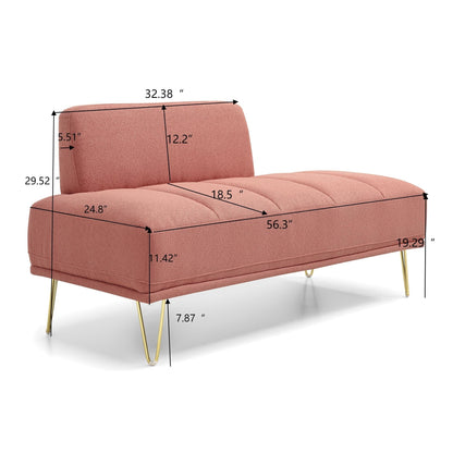 Upholstered Loveseat Bench with Gold Legs