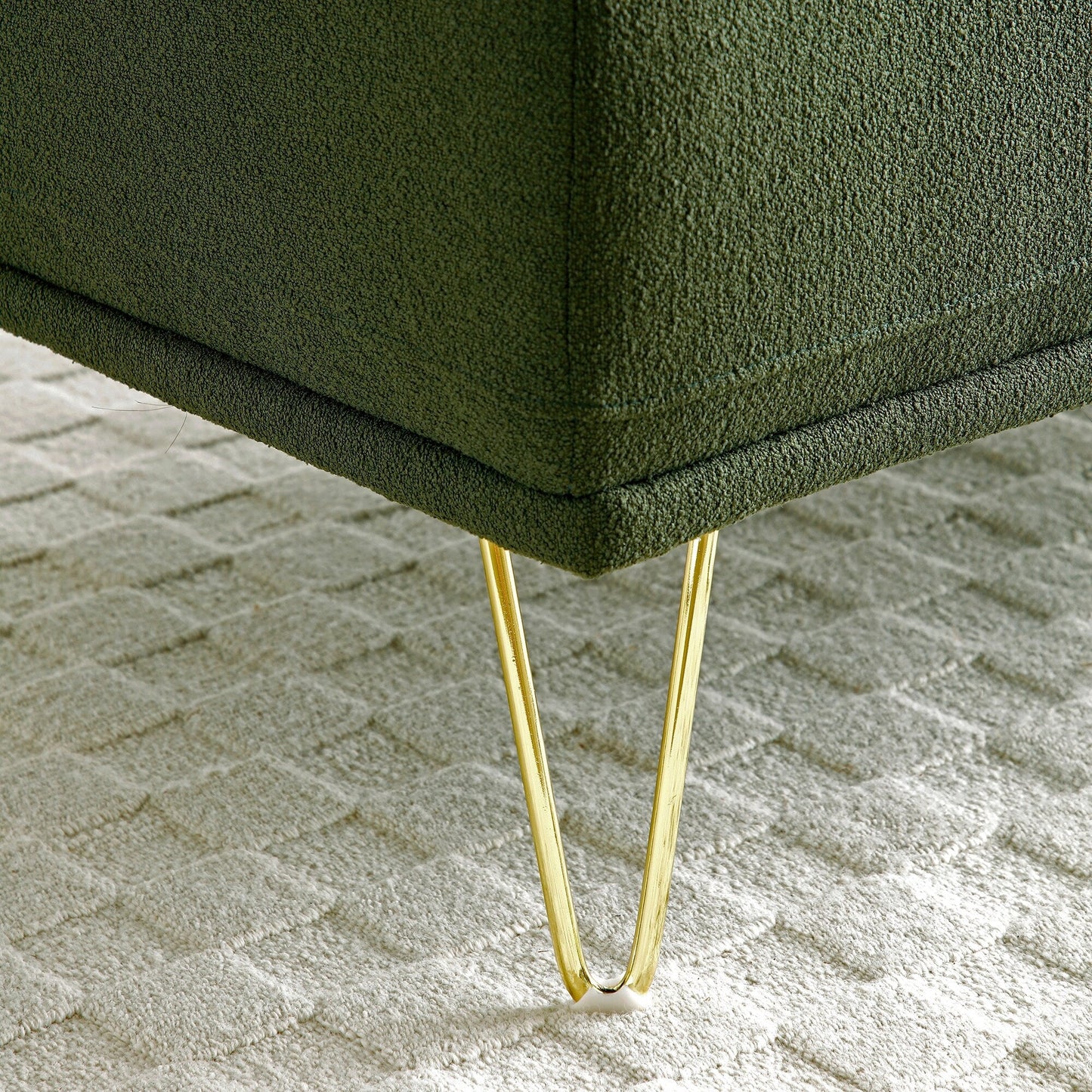Upholstered Loveseat Bench with Gold Legs