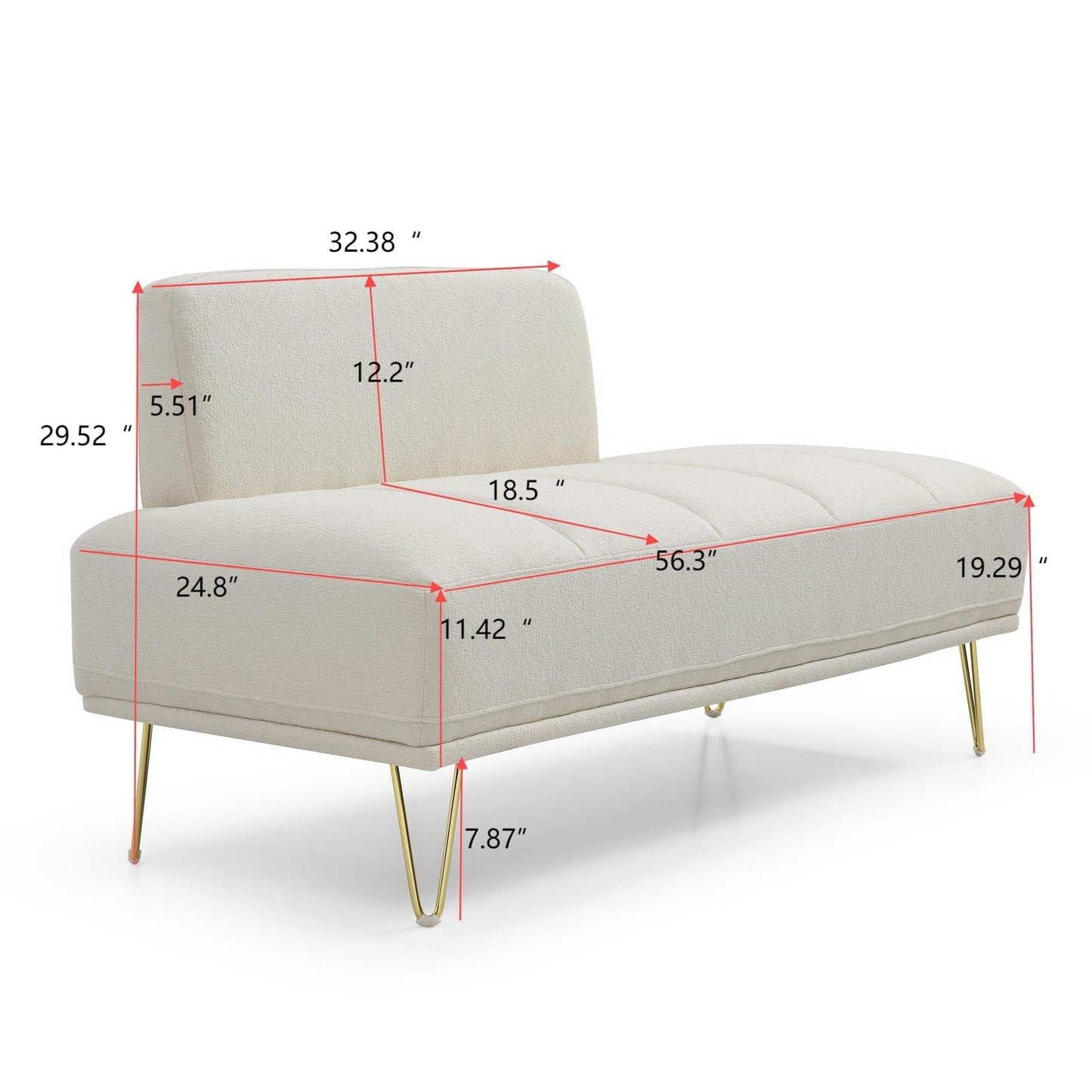 Upholstered Loveseat Bench with Gold Legs
