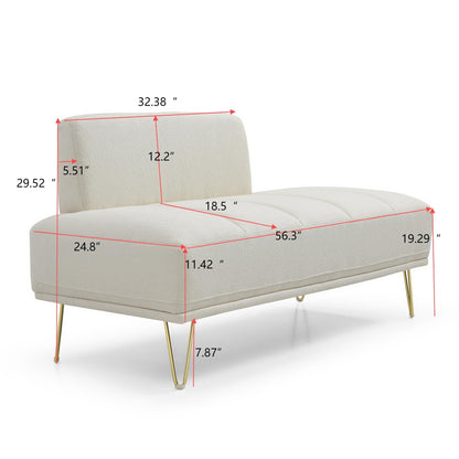 Upholstered Loveseat Bench with Gold Legs