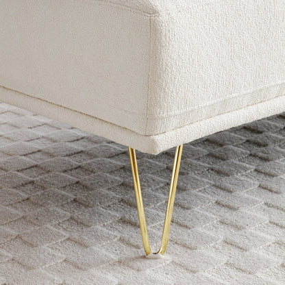Upholstered Loveseat Bench with Gold Legs