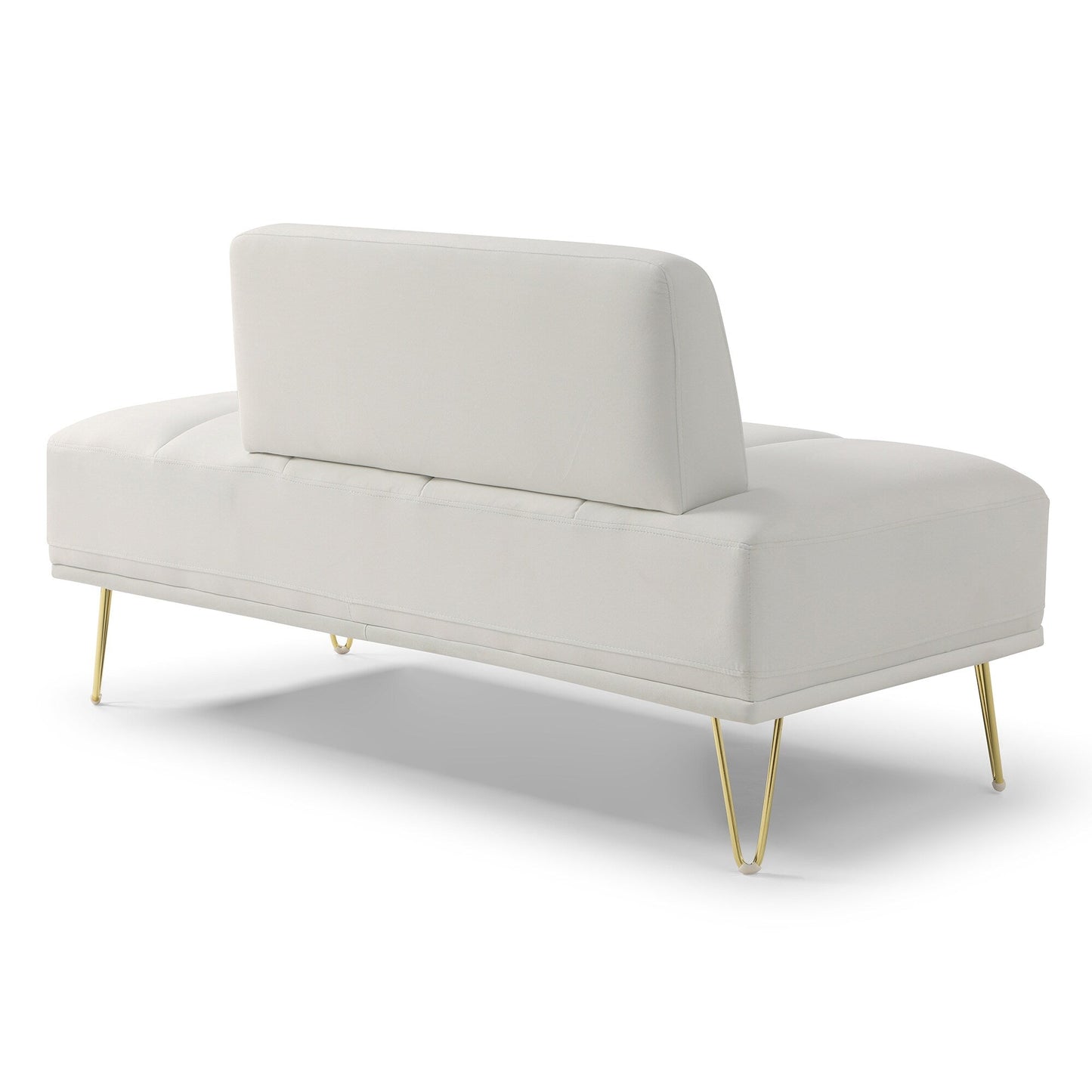 Upholstered Loveseat Bench with Gold Legs