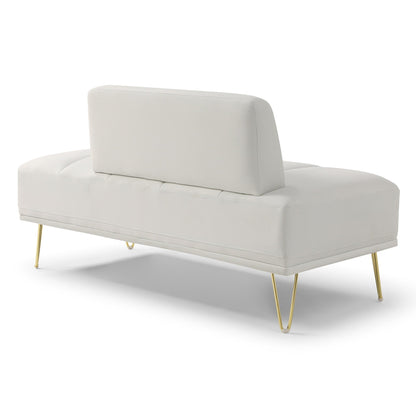 Upholstered Loveseat Bench with Gold Legs