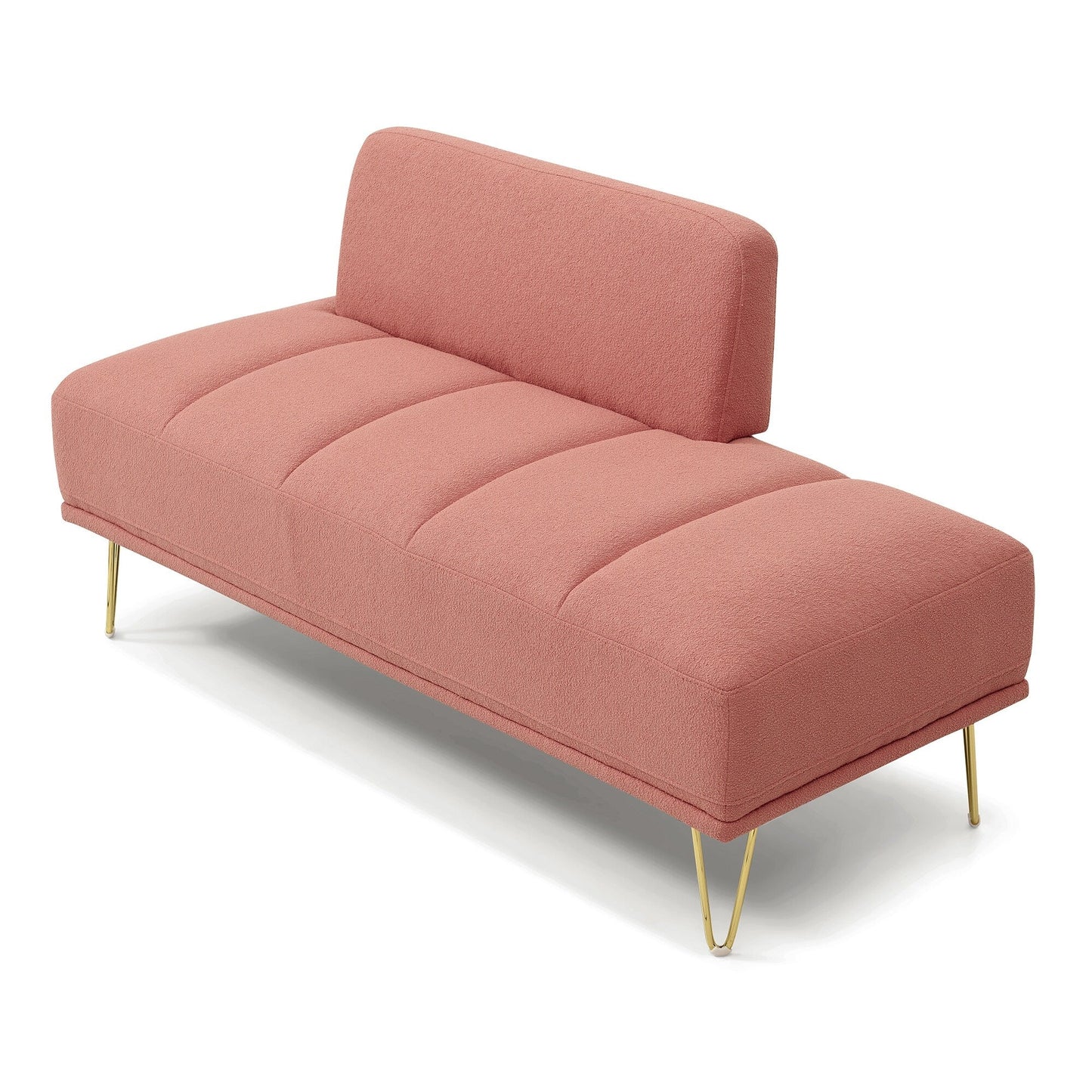 Upholstered Loveseat Bench with Gold Legs