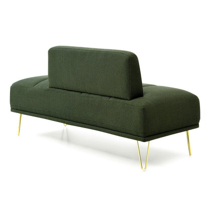 Upholstered Loveseat Bench with Gold Legs
