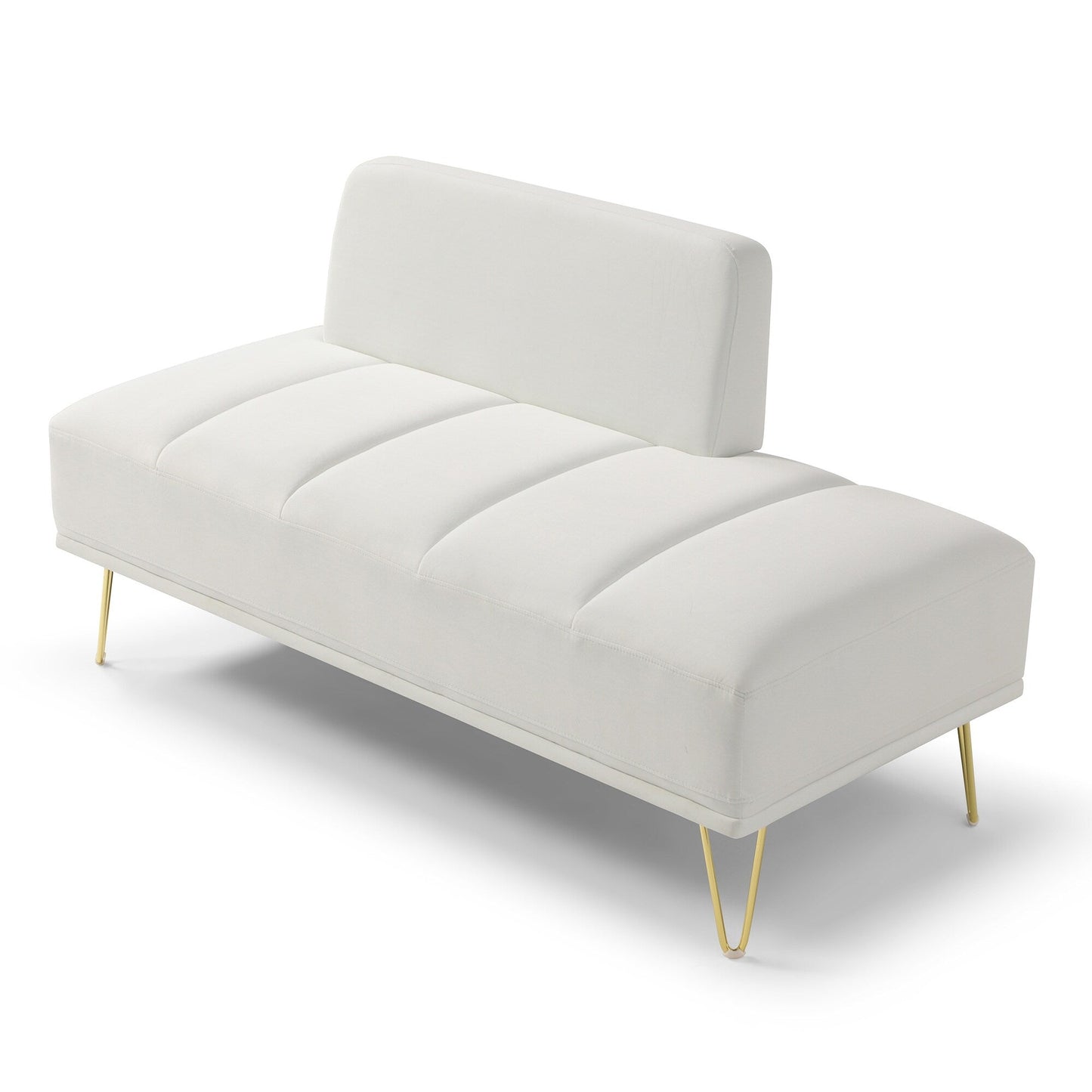 Upholstered Loveseat Bench with Gold Legs