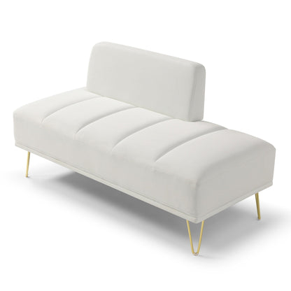 Upholstered Loveseat Bench with Gold Legs