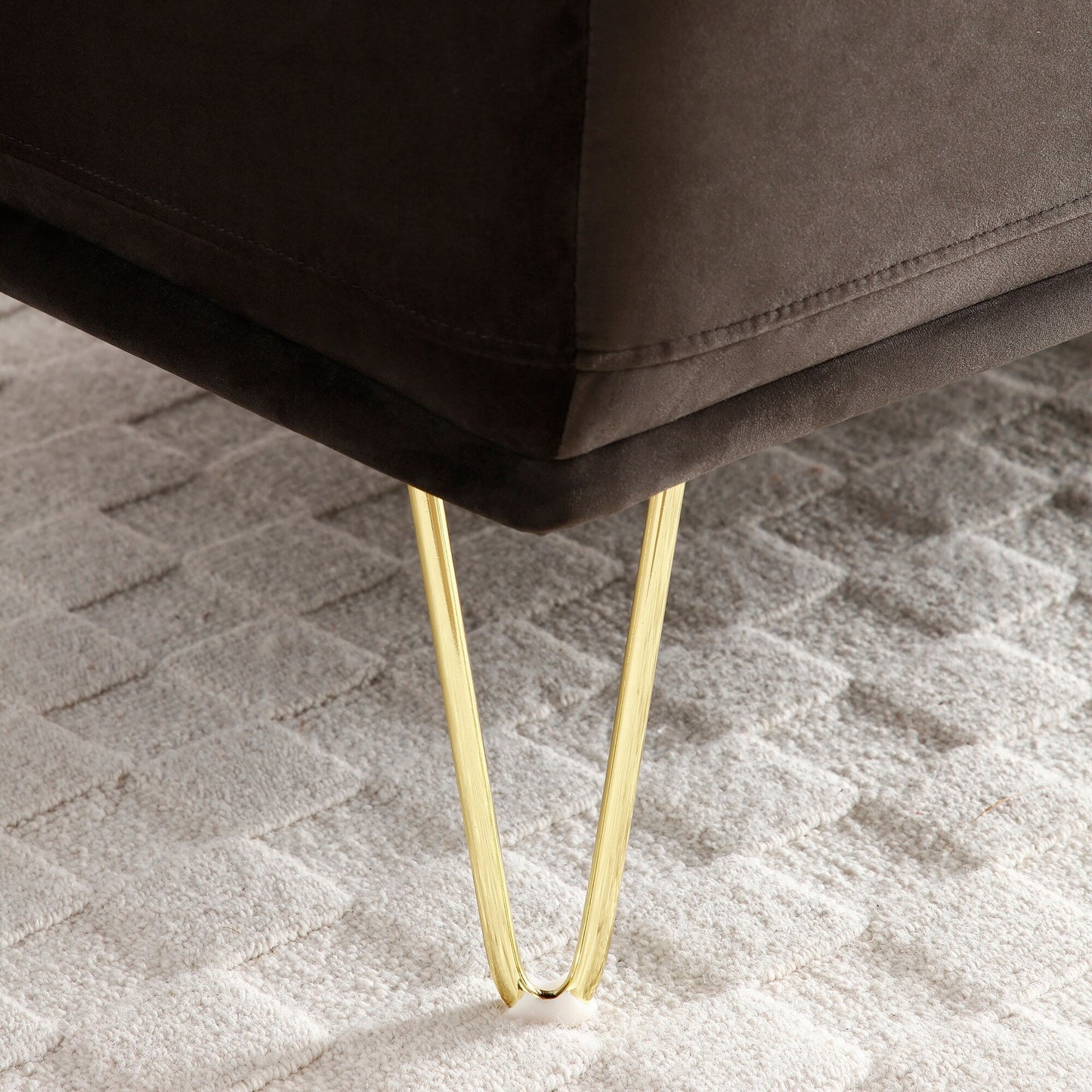Upholstered Loveseat Bench with Gold Legs