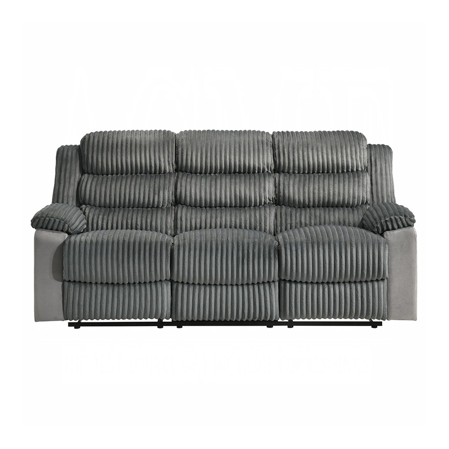 Upholstered Manual Motion Sofa with Pillow Top Armrest in Gray