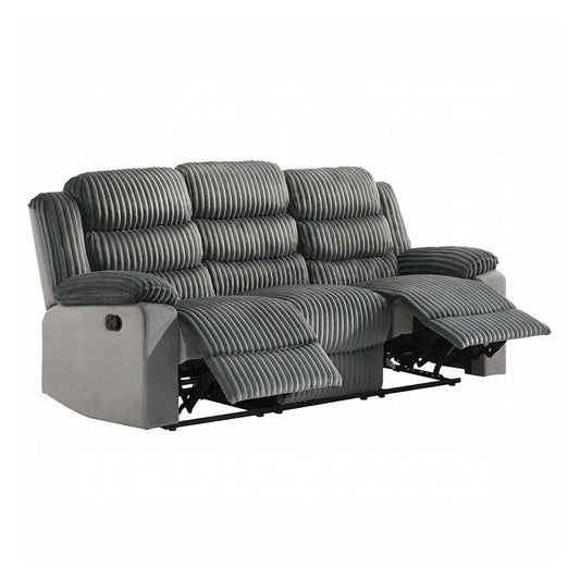 Upholstered Manual Motion Sofa with Pillow Top Armrest in Gray