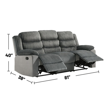 Upholstered Manual Motion Sofa with Pillow Top Armrest in Gray