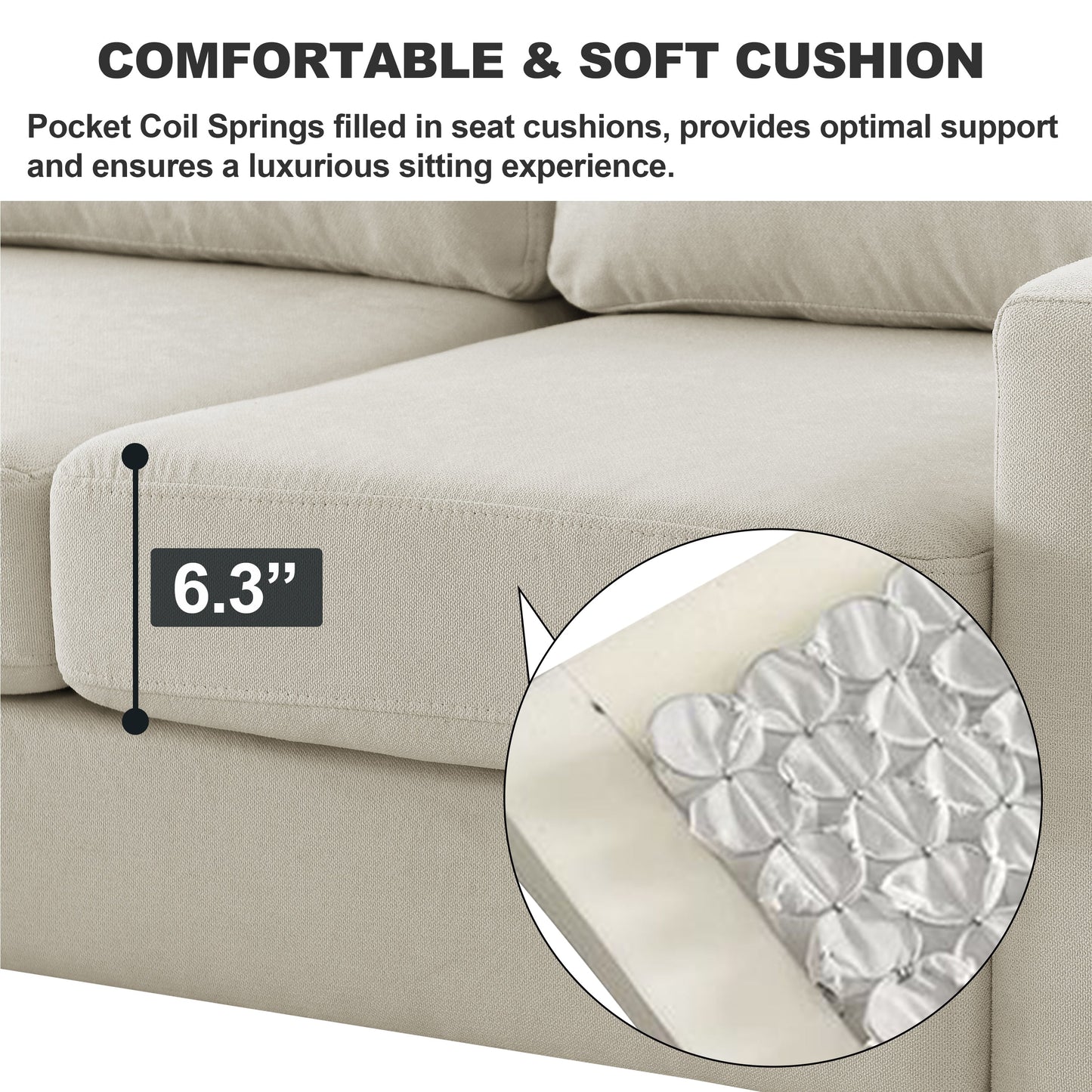 Upholstered Sectional Sofa Couch with Ottoman