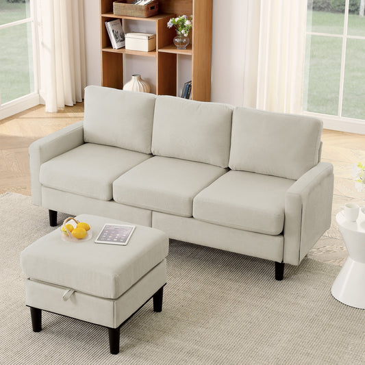 Upholstered Sectional Sofa Couch with Ottoman