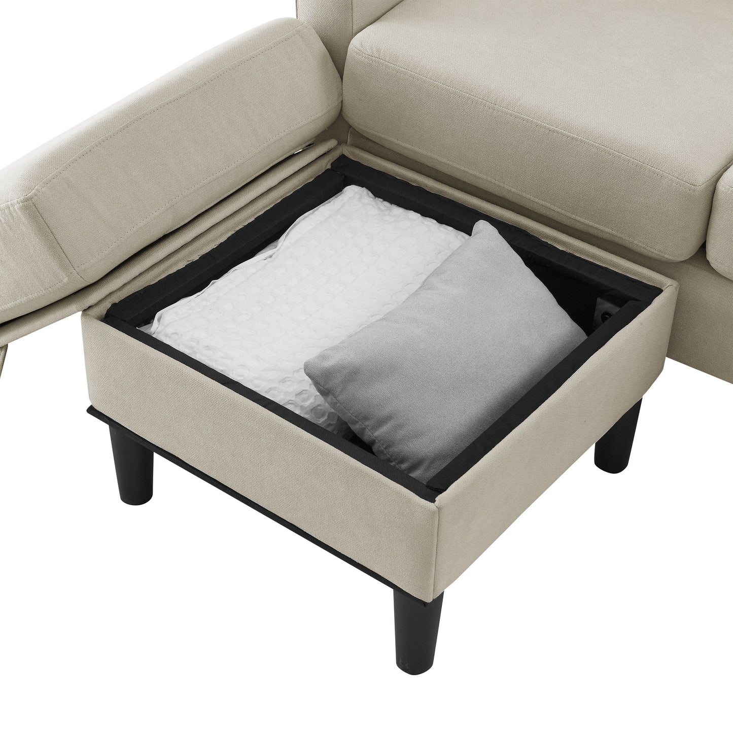 Upholstered Sectional Sofa Couch with Ottoman