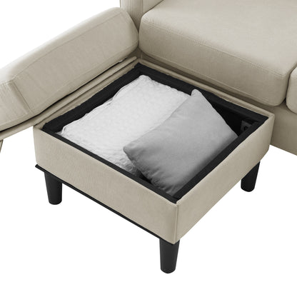 Upholstered Sectional Sofa Couch with Ottoman