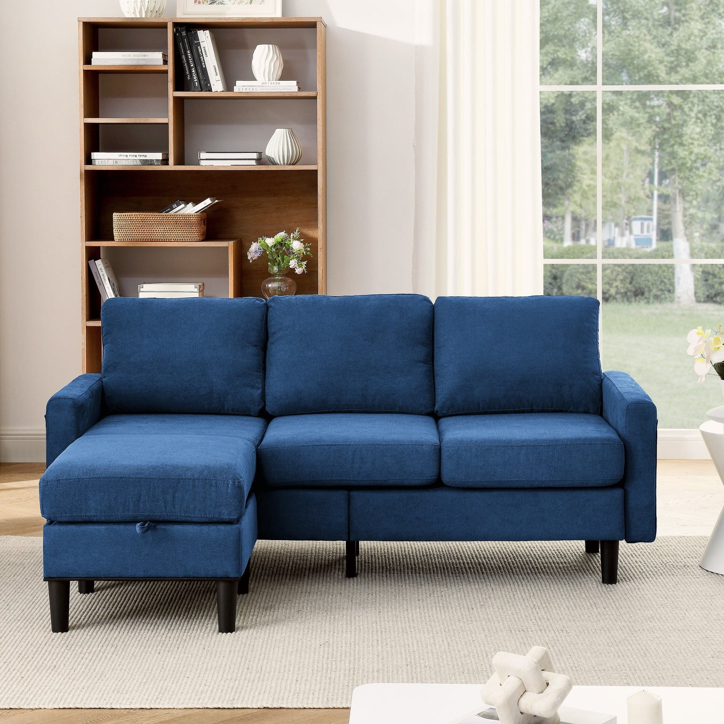 Upholstered Sectional Sofa Couch with Ottoman