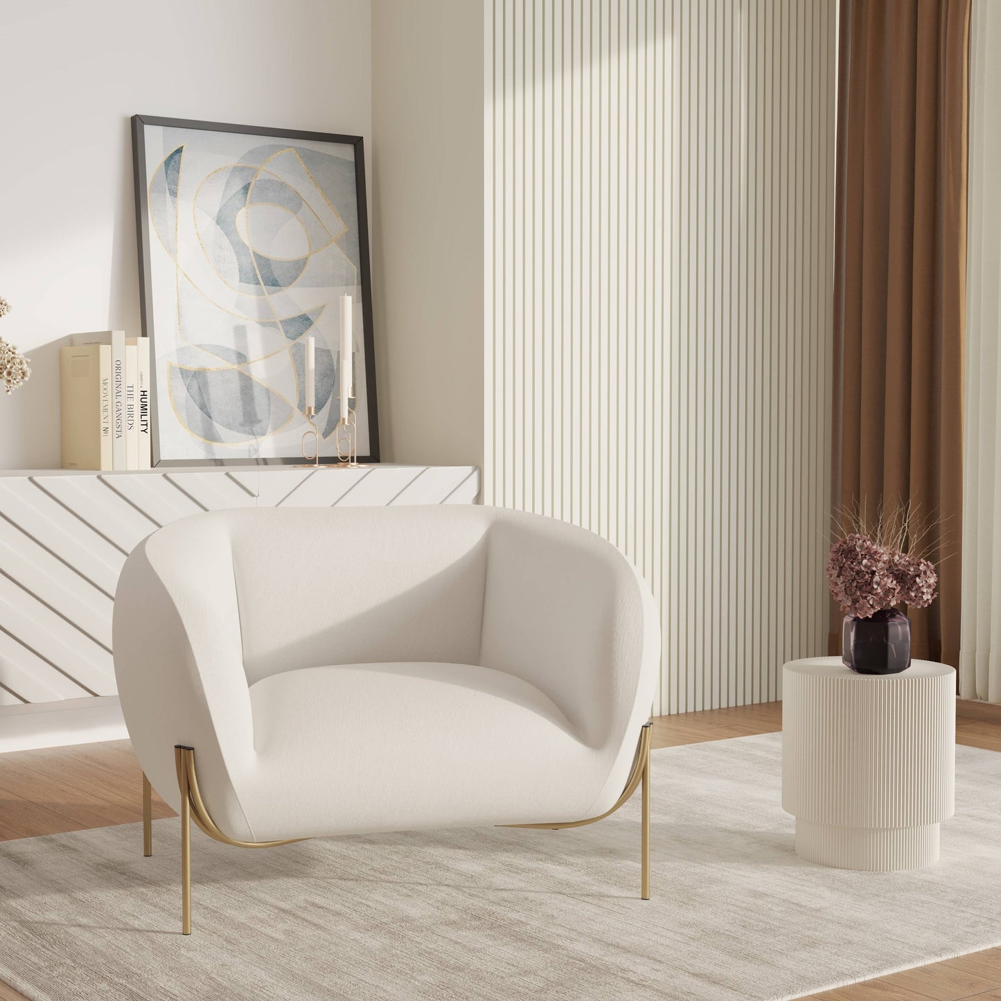LeisureMod Zuno Upholstered Velvet Single Seater Sofa - Comfortable Accent Arm Chair for Home Office Living Room & Bedroom