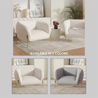 LeisureMod Zuno Upholstered Velvet Single Seater Sofa - Comfortable Accent Arm Chair for Home Office Living Room & Bedroom
