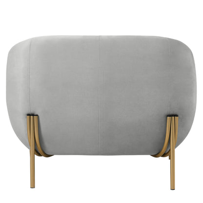 LeisureMod Zuno Upholstered Velvet Single Seater Sofa - Comfortable Accent Arm Chair for Home Office Living Room & Bedroom