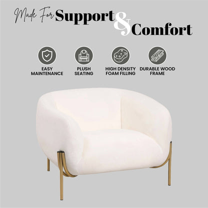 LeisureMod Zuno Upholstered Velvet Single Seater Sofa - Comfortable Accent Arm Chair for Home Office Living Room & Bedroom