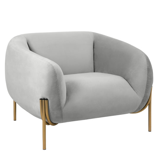 LeisureMod Zuno Upholstered Velvet Single Seater Sofa - Comfortable Accent Arm Chair for Home Office Living Room & Bedroom