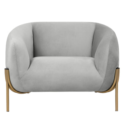 LeisureMod Zuno Upholstered Velvet Single Seater Sofa - Comfortable Accent Arm Chair for Home Office Living Room & Bedroom