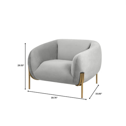 LeisureMod Zuno Upholstered Velvet Single Seater Sofa - Comfortable Accent Arm Chair for Home Office Living Room & Bedroom