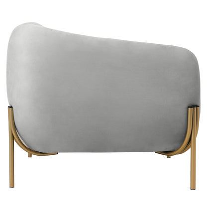 LeisureMod Zuno Upholstered Velvet Single Seater Sofa - Comfortable Accent Arm Chair for Home Office Living Room & Bedroom