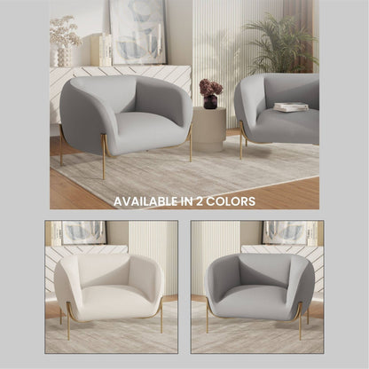 LeisureMod Zuno Upholstered Velvet Single Seater Sofa - Comfortable Accent Arm Chair for Home Office Living Room & Bedroom