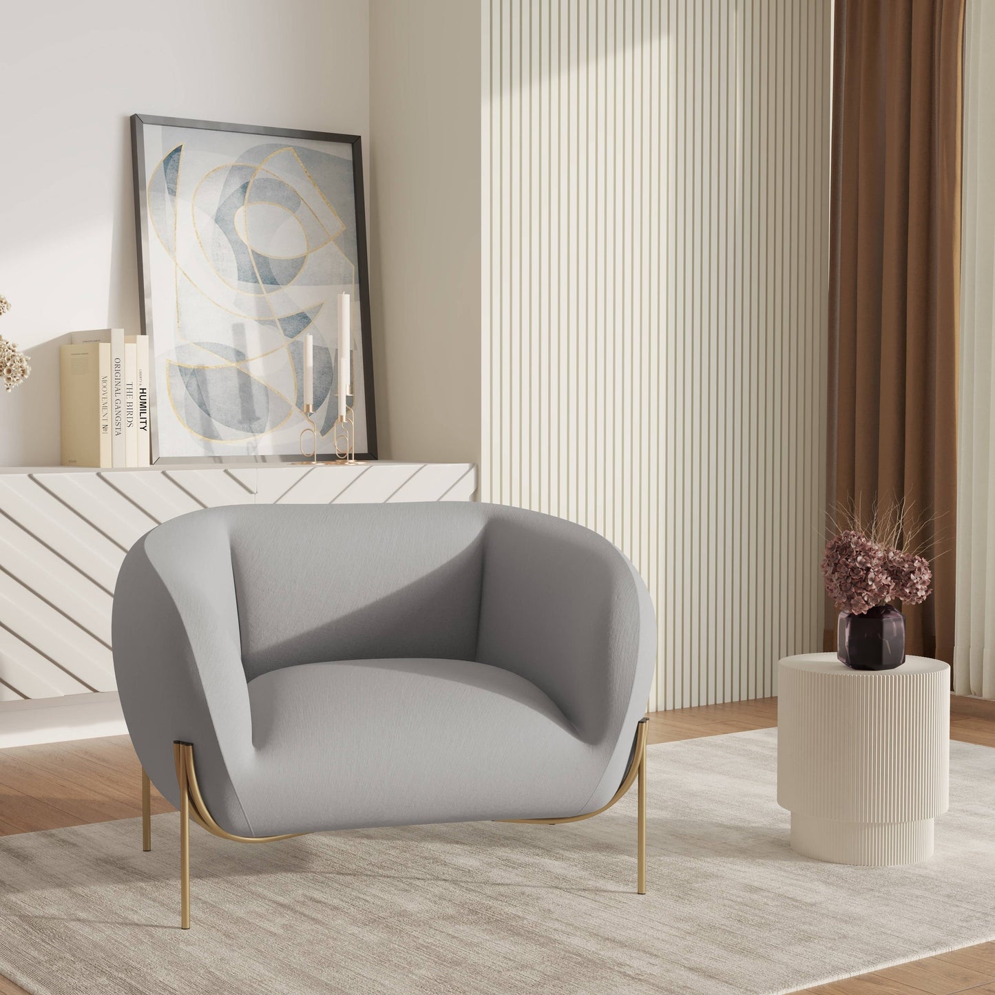 LeisureMod Zuno Upholstered Velvet Single Seater Sofa - Comfortable Accent Arm Chair for Home Office Living Room & Bedroom