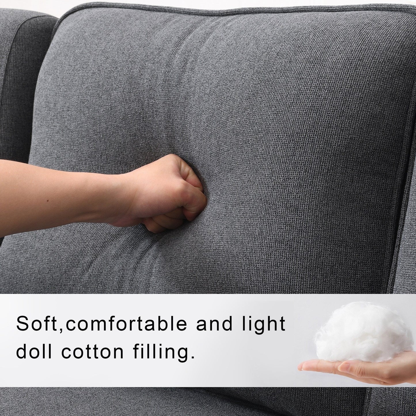Upholstered Sofa With Console, 2 Cupholders And 2 Usb Ports Wired Or Wirelessly Charged, Linen Fabric Couches With 4 Pillows
