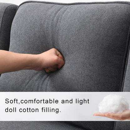 Upholstered Sofa With Console, 2 Cupholders And 2 Usb Ports Wired Or Wirelessly Charged, Linen Fabric Couches With 4 Pillows
