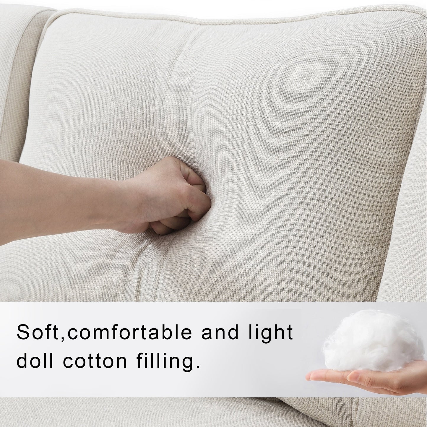 Upholstered Sofa With Console, 2 Cupholders And 2 Usb Ports Wired Or Wirelessly Charged, Linen Fabric Couches With 4 Pillows