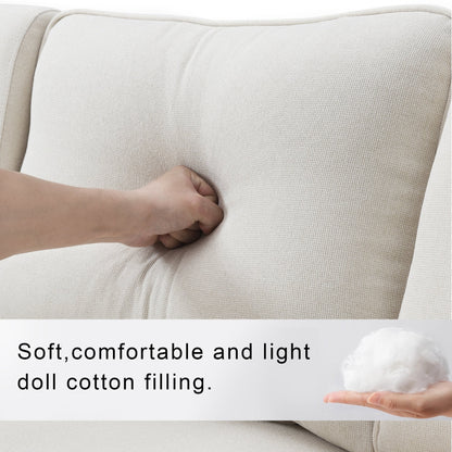 Upholstered Sofa With Console, 2 Cupholders And 2 Usb Ports Wired Or Wirelessly Charged, Linen Fabric Couches With 4 Pillows