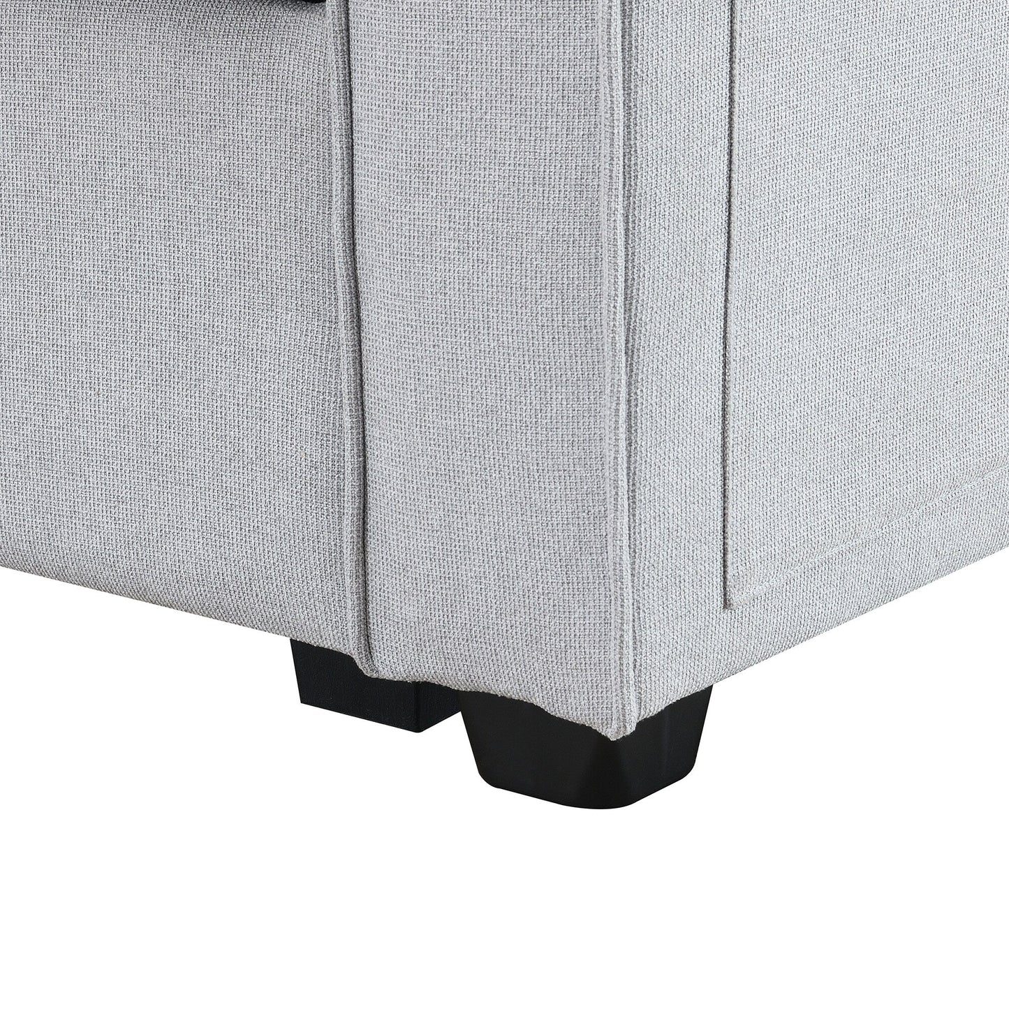 Upholstered Sofa With Console, 2 Cupholders And 2 Usb Ports Wired Or Wirelessly Charged, Linen Fabric Couches With 4 Pillows