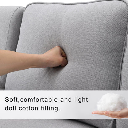 Upholstered Sofa With Console, 2 Cupholders And 2 Usb Ports Wired Or Wirelessly Charged, Linen Fabric Couches With 4 Pillows