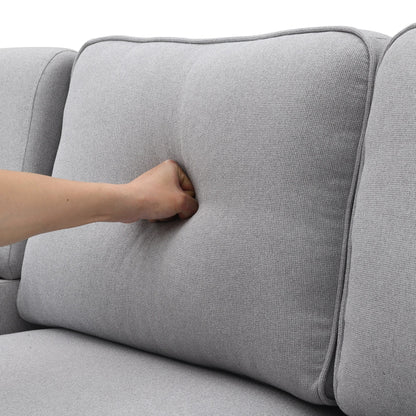 Upholstered Sofa With Console, 2 Cupholders And 2 Usb Ports Wired Or Wirelessly Charged, Linen Fabric Couches With 4 Pillows
