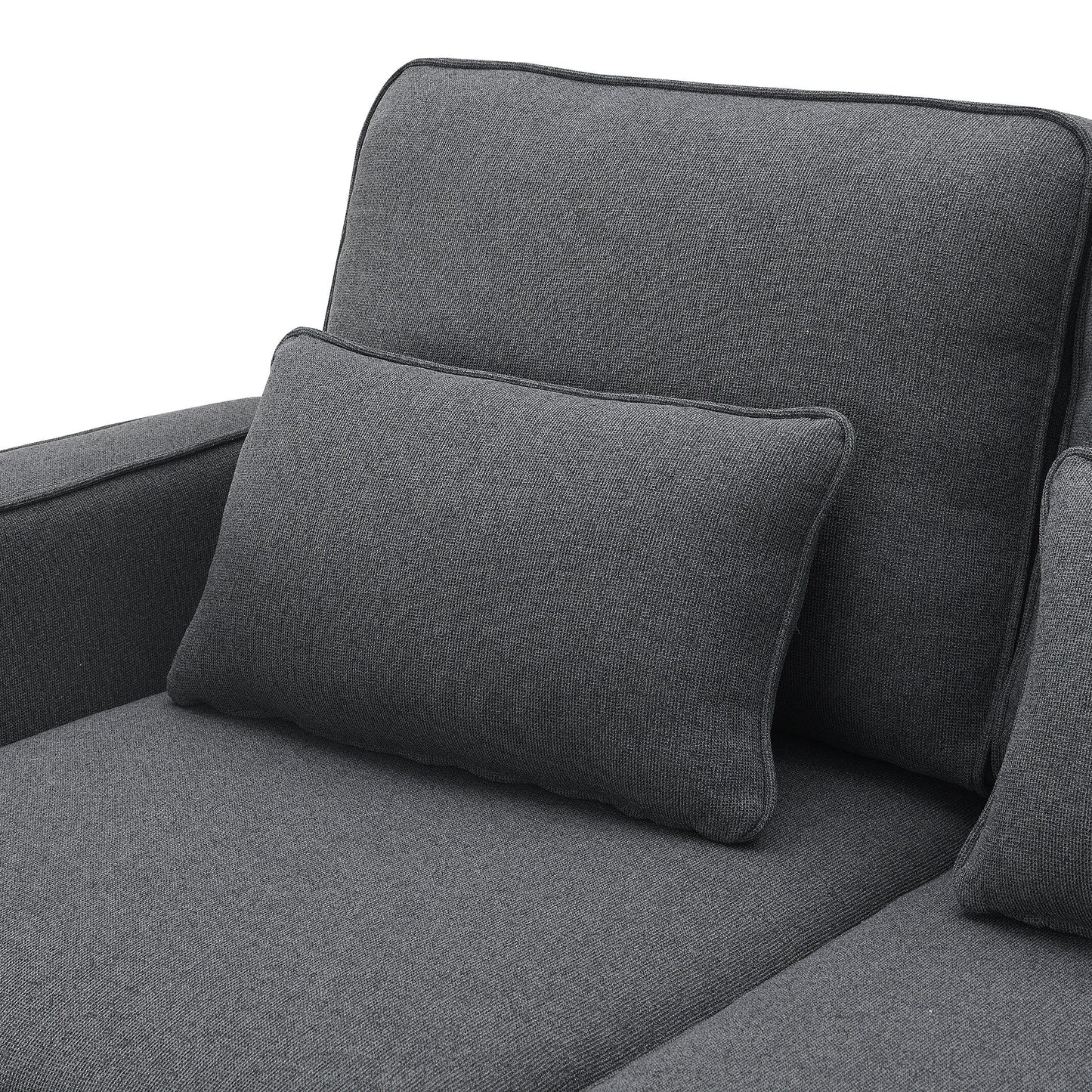 Upholstered Sofa With Console, 2 Cupholders And 2 Usb Ports Wired Or Wirelessly Charged, Linen Fabric Couches With 4 Pillows