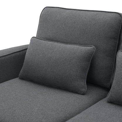 Upholstered Sofa With Console, 2 Cupholders And 2 Usb Ports Wired Or Wirelessly Charged, Linen Fabric Couches With 4 Pillows