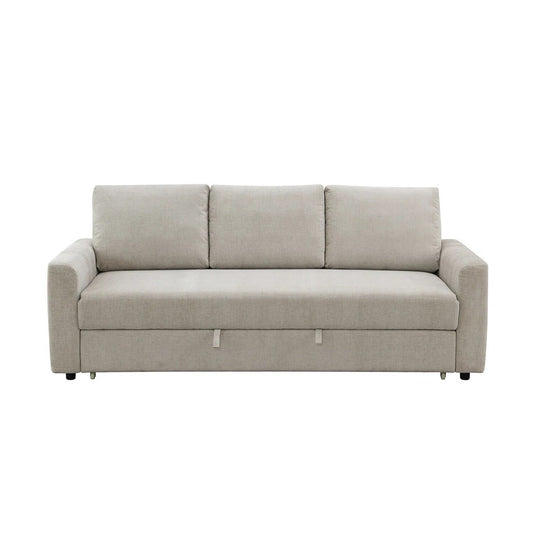 Upholstered Sofa with Pull-Out Sleeper Design in Beige