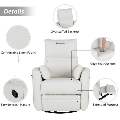 Upholstered Swivel Recliner Manual Rocker
