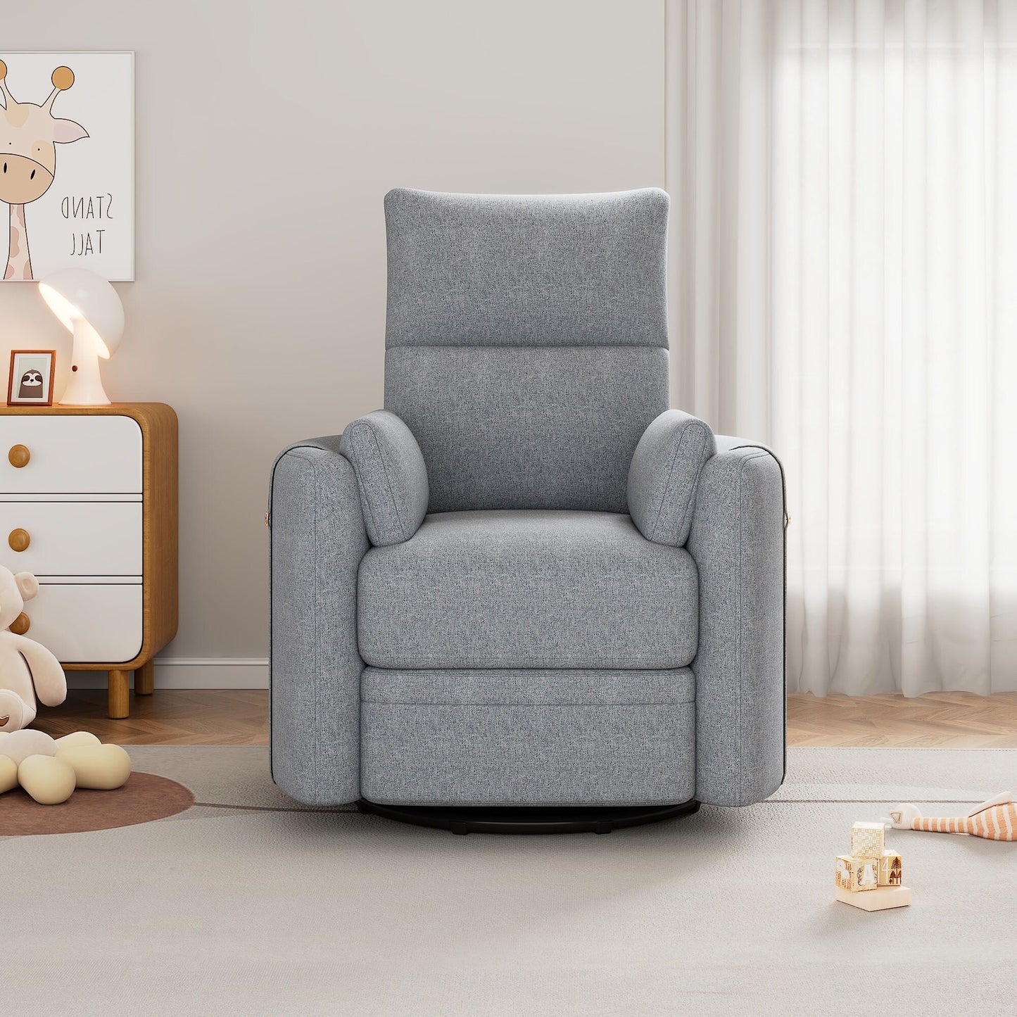 Upholstered Swivel Recliner Manual Rocker
