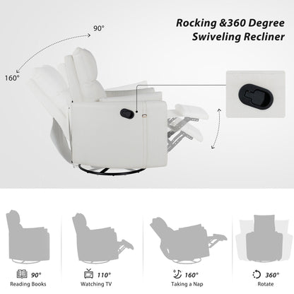 Upholstered Swivel Recliner Manual Rocker