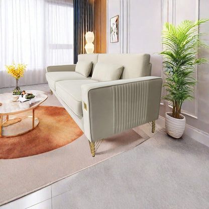 Velvet 3-seater Sofa with Gold Accents