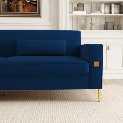 Velvet 3-seater Sofa with Gold Accents
