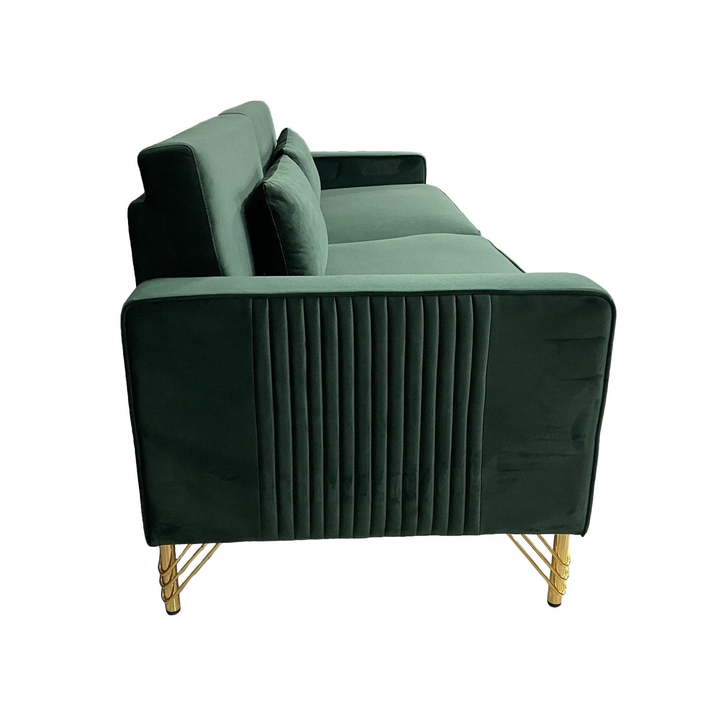 Velvet 3-seater Sofa with Gold Accents