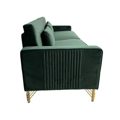 Velvet 3-seater Sofa with Gold Accents
