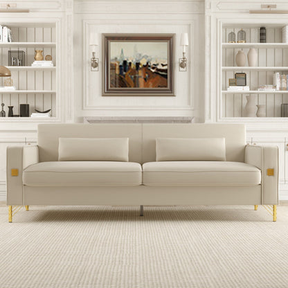 Velvet 3-seater Sofa with Gold Accents