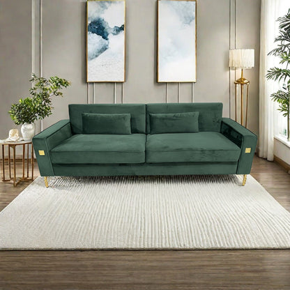 Velvet 3-seater Sofa with Gold Accents